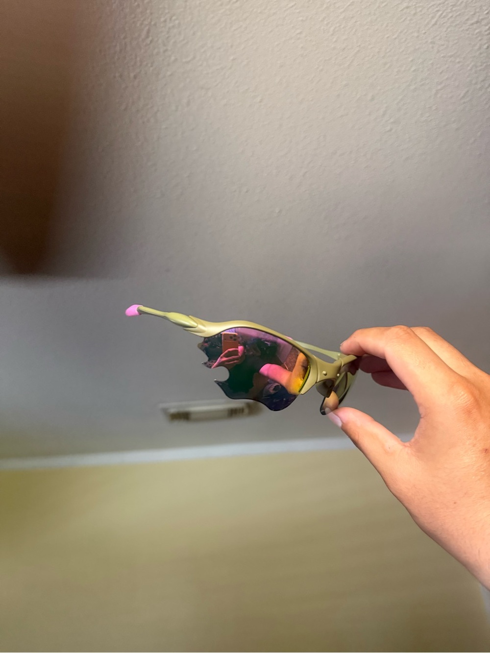 Olive Green Sports Sunglasses with Pink Accents Oakley